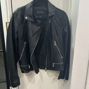 Bernardo Quilted Vegan Black Leather Jacket for Women